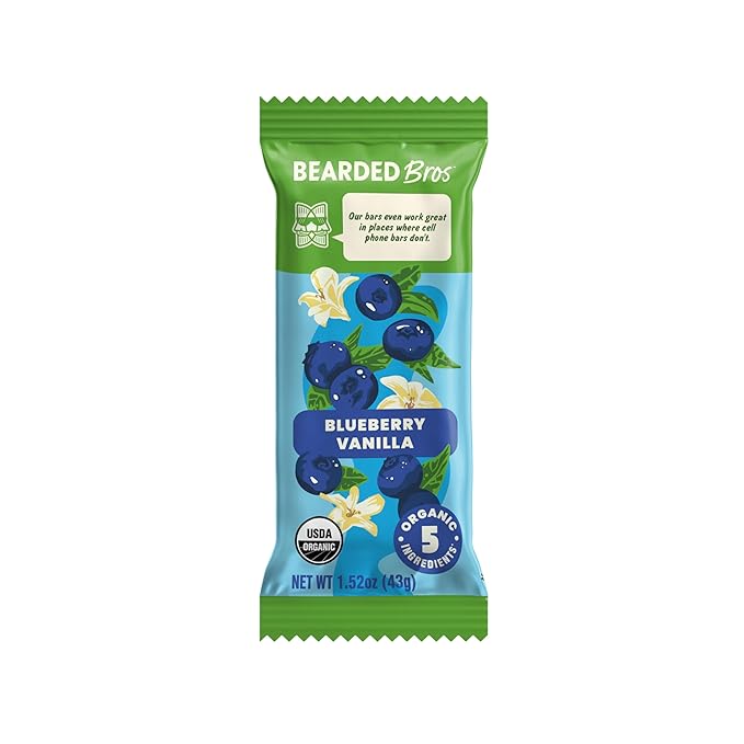 Bearded Brothers, Organic Vegan Protein Energy Bars, Blueberry Vanilla (12 Pack) - Gluten Free