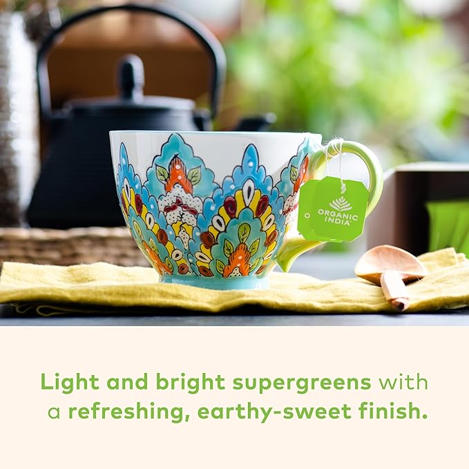 ORGANIC INDIA Tulsi Moringa Tea Bags- Holy Basil, Lemongrass, Moringa Leaves, Calming Immune