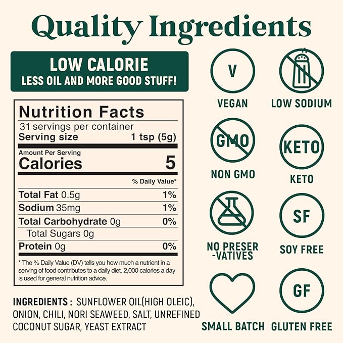 Homiah Sambal Chili Crunch, 6oz - Less Oil Low Sodium Gluten Free Vegan, Sambal Oelek Chili Paste