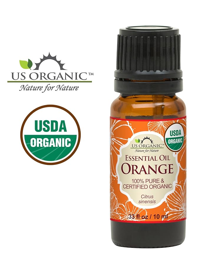 US Organic 100% Pure Sweet Orange Essential Oil - USDA Certified Organic - 10 ml - w/Improved caps