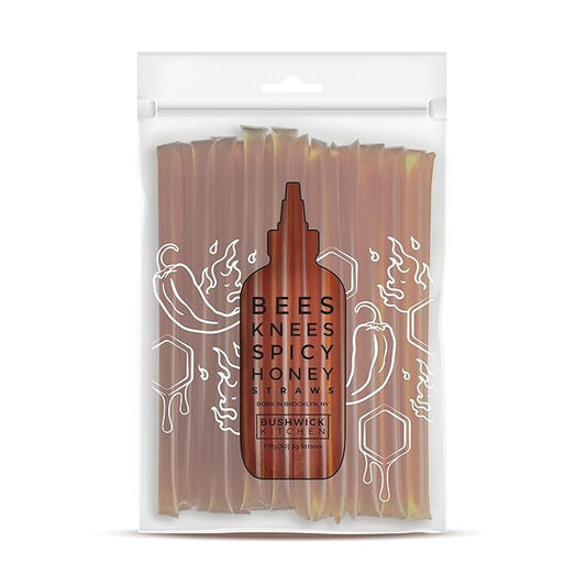 Bees Knees Spicy Raw Honey Sticks, 50 Count of Raw Honey Sticks for Tea, Made in the USA, Sweet
