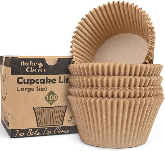 100pcs Jumbo Cupcake Liners for Baking, Natural Jumbo Muffin Liners, Unbleached, Greaseproof