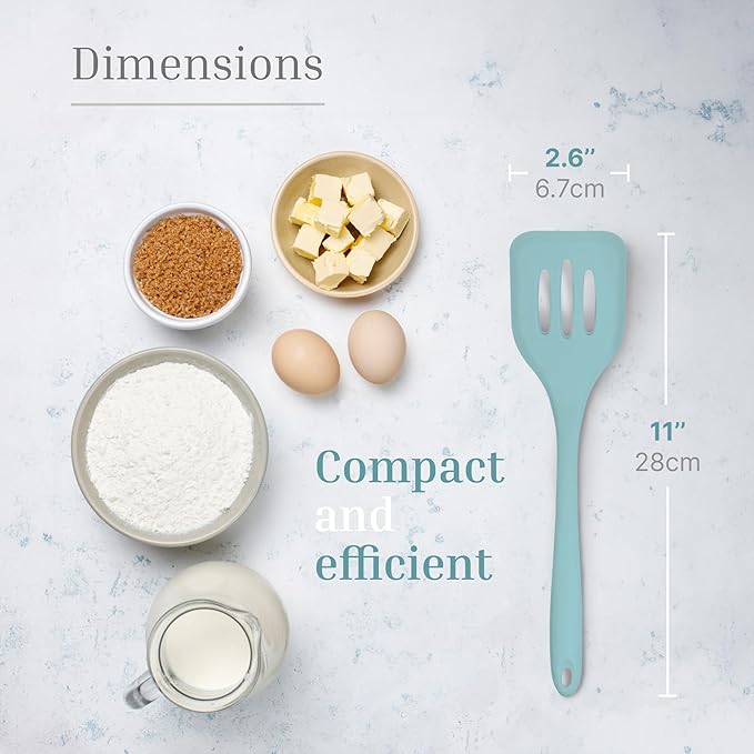 Silicone Slotted Turner Set – 2-Piece Set of Turner Spatulas for Eggs and Pancakes – Kitchen Tools