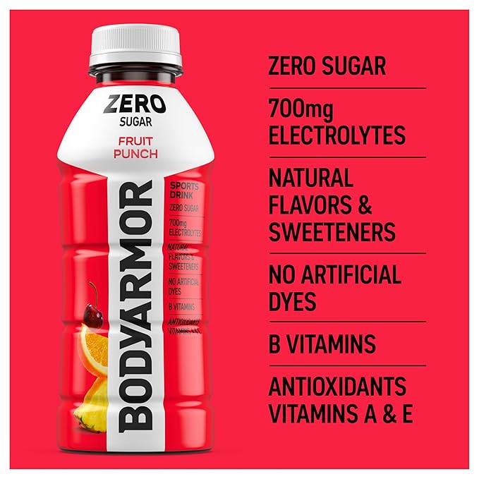 BODYARMOR ZERO Sugar Fruit Punch, Sugar Free Sports Drink - Low-Calorie Hydration - Natural Flavors