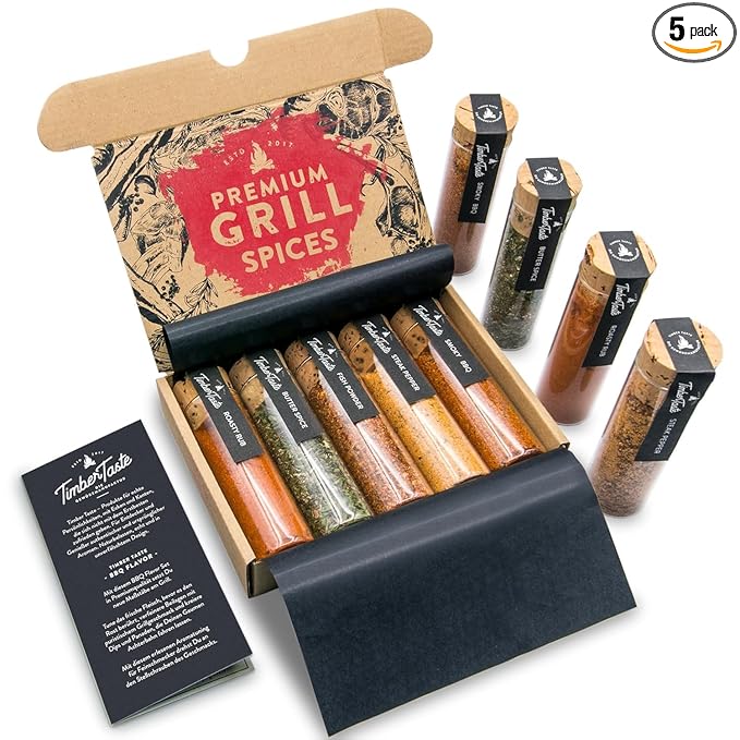 TIMBER TASTE® BBQ Spice Rub Gift Set - BBQ Seasonings and Rubs - from Somkey to Spicy Grilling Gift
