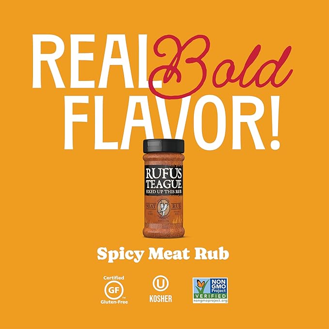 Rufus Teague Spicy Meat Rub, 2 Pack, Premium Barbecue Seasoning & Dry Rub for Smoking and Grilling