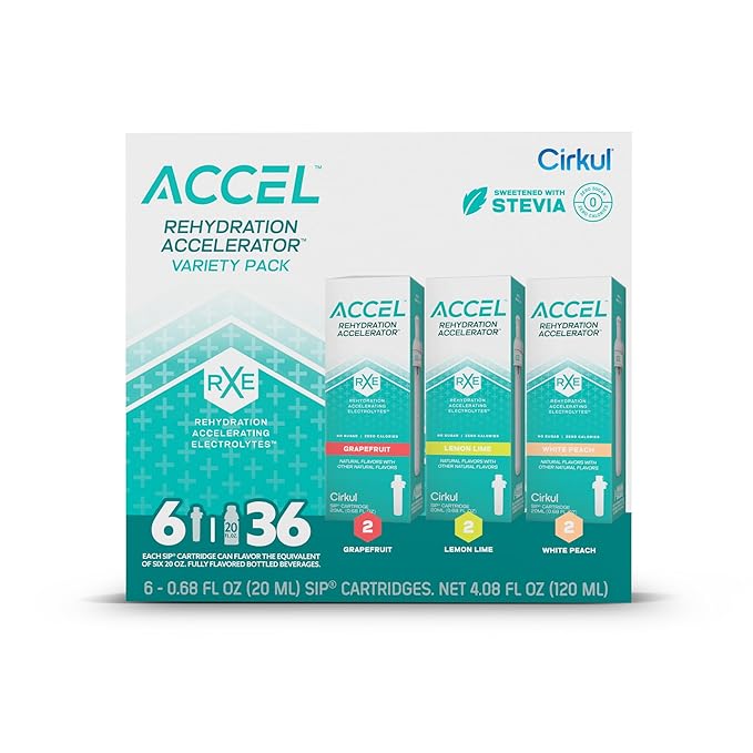 Cirkul Accel Flavor Cartridge Variety Pack with Electrolytes, 6-Pack (2 Grapefruit, 2 Lemon Lime, 2