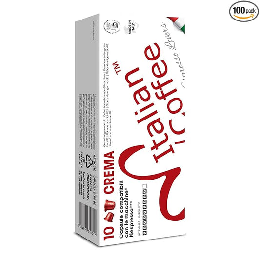 Italian Coffee for Espresso Lovers capsules compatible with Nespresso Original machines (100 Crema