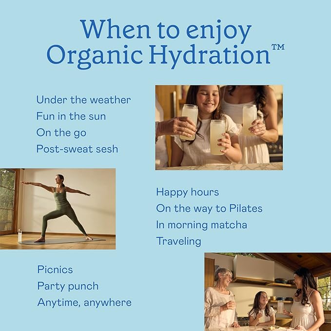 Organic Hydration Electrolyte Drink Mix, Certified Organic Hydration Powder, Non-GMO, Biochecked