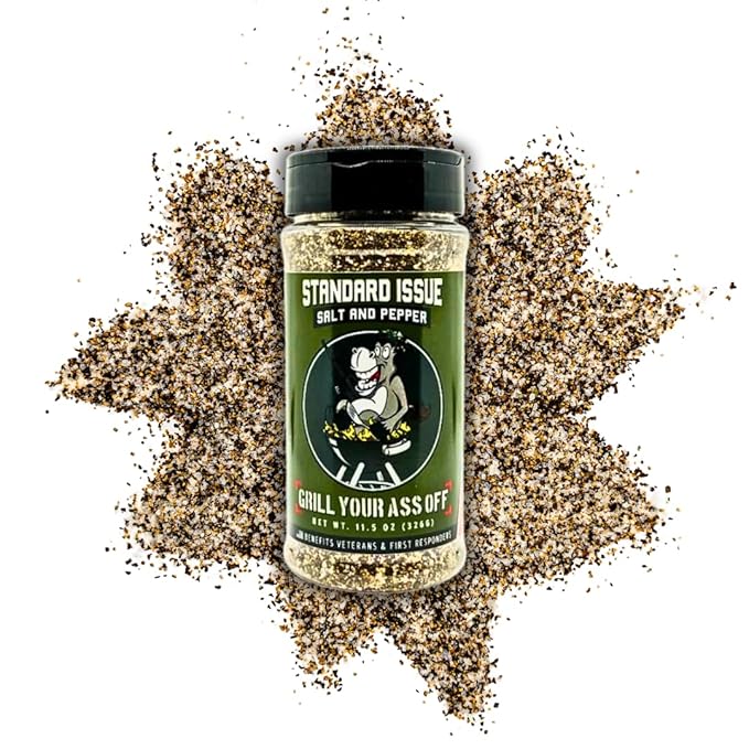 Standard Issue Salt & Pepper by Grill Your As Off - Premium Gourmet Black Pepper & Salt Great for
