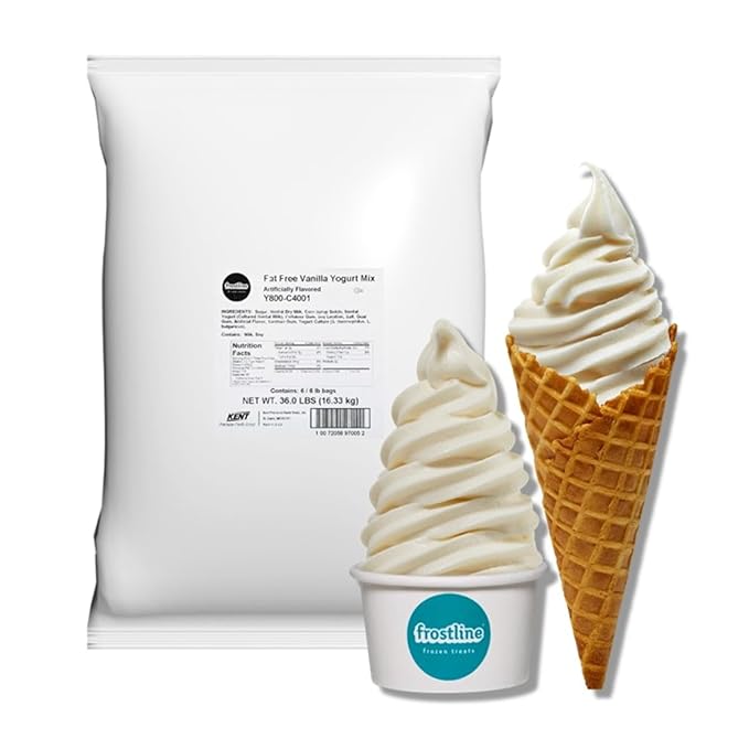 Frostline Vanilla Fat Free & Gluten Free Frozen Yogurt Mix | For use in Blender, Countertop Ice