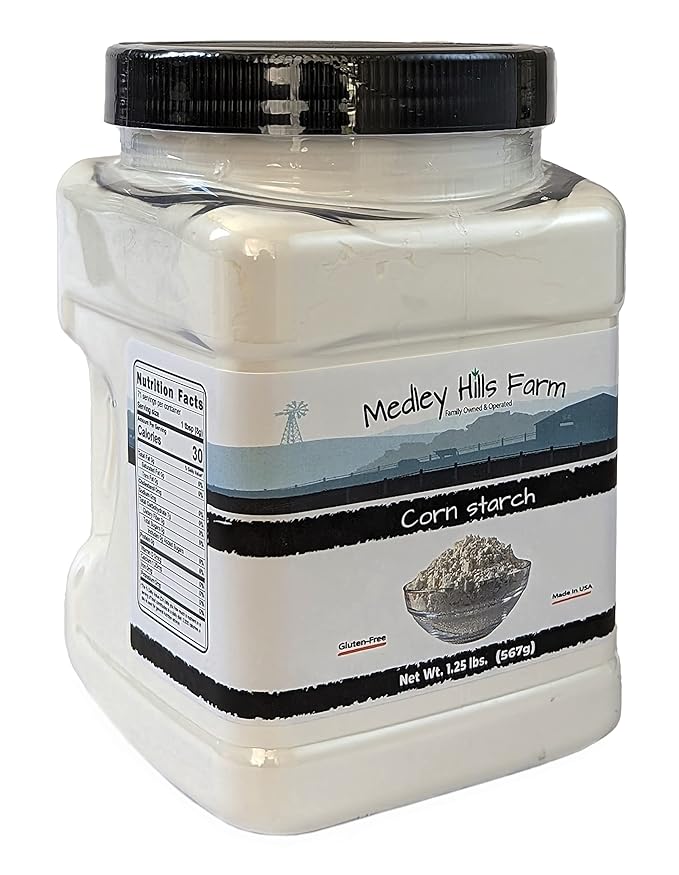 Corn starch by Medley hills farm 1.25 lbs. in Reusable Container - 100% Pure Corn Starch powder