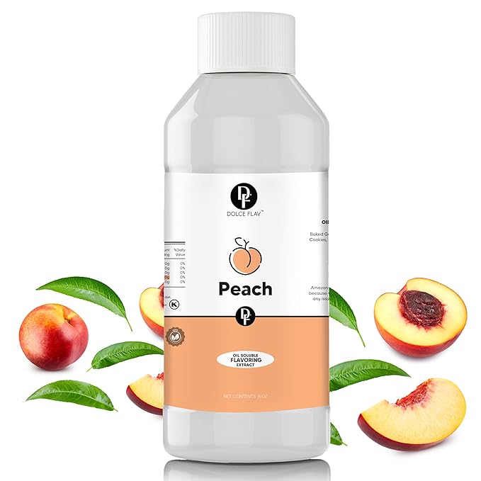 Dolce Flav Peach Extract (Oil-Soluble) 8 oz ??Kosher, Sugar-Free, Concentrated Juicy Peach