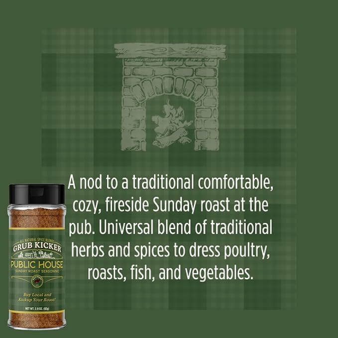 Grub Kicker Public House Sunday Roast Seasoning - 2.9 oz Bottle - Prime Rib, Pot Roast, and Beef