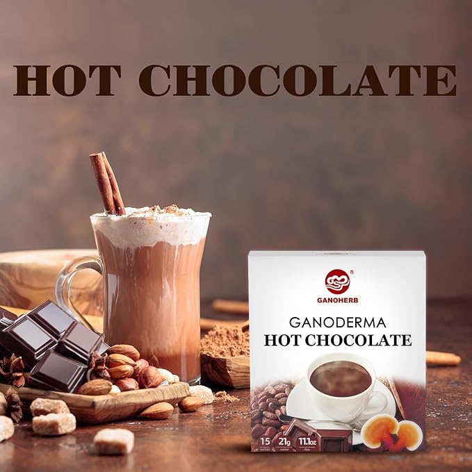 Mushroom Hot Chocolate Mix with Reishi, Mushroom Coffee Alternative Hot Cacao Powder for Energy