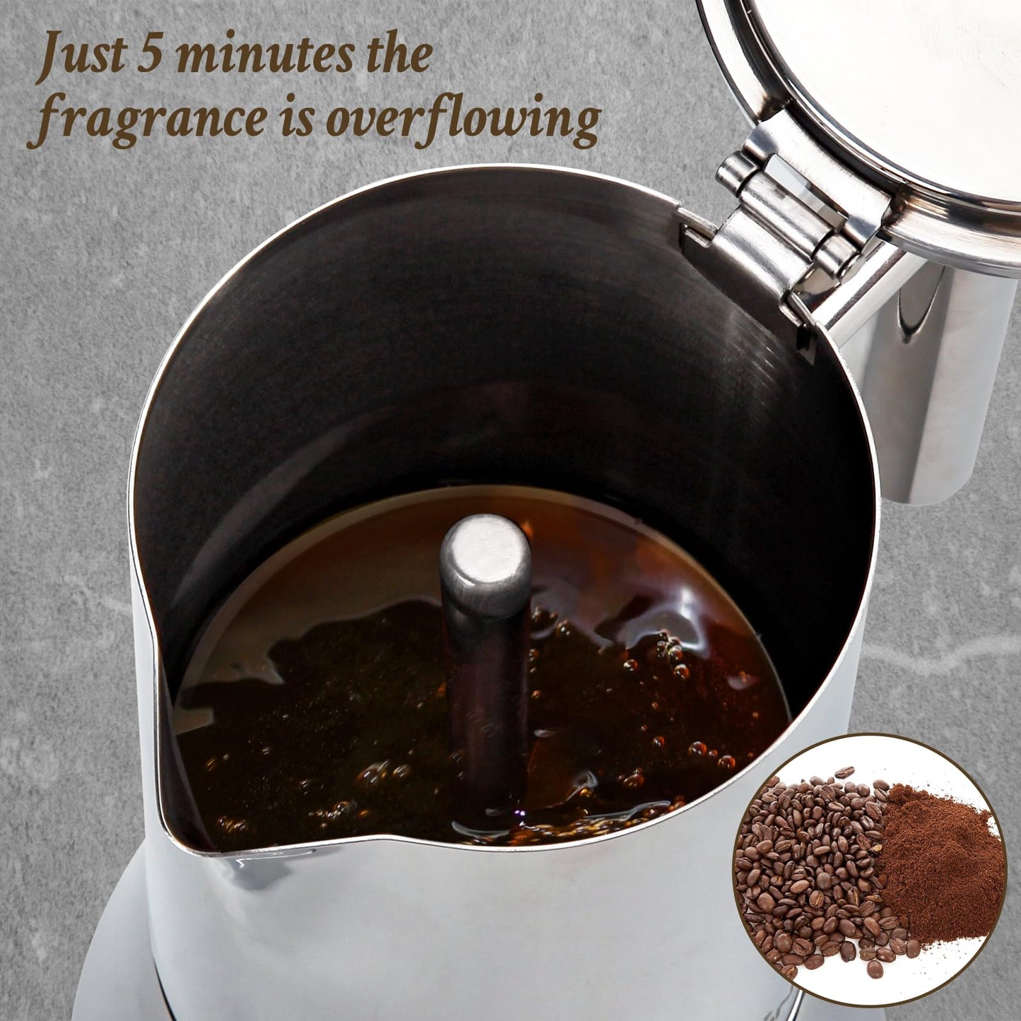 LAOION Stovetop Espresso Maker, 6Cup 10 oz Moka Pot, Stainless Steel