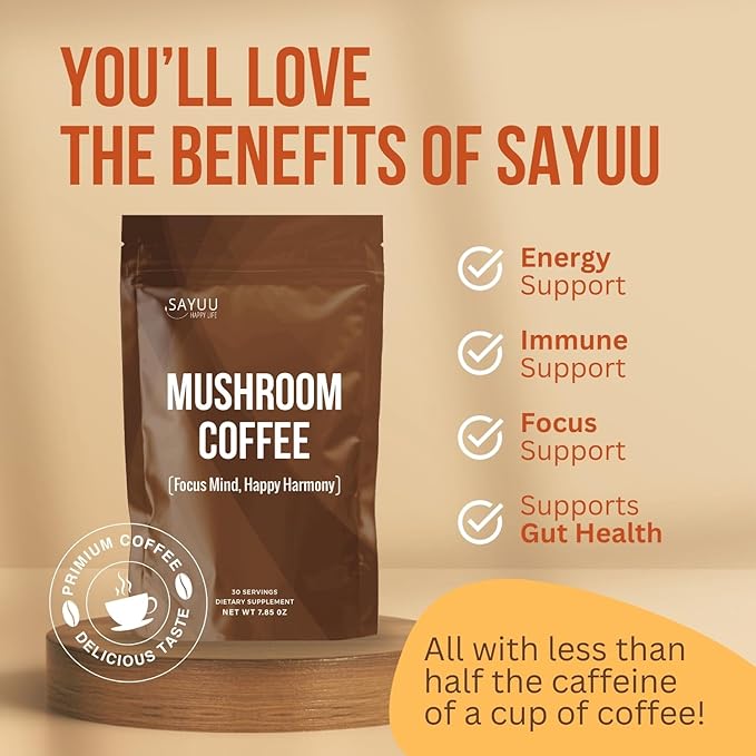 SAYUU Mushroom Coffee Blend ??Focus, Energy & Harmony ??Vegan, Functional Mushrooms, Cordyceps