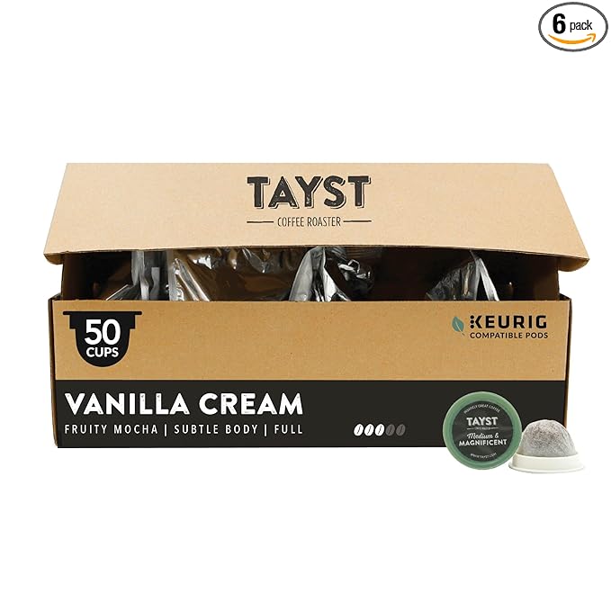 Tayst Coffee Pods, Vanilla Cream Medium Roast, K Cups Compatible with Keurig Coffee Maker
