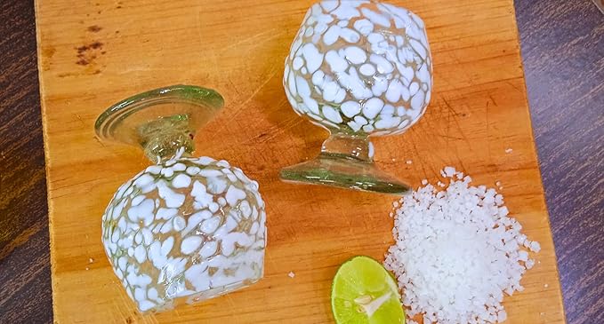 Authentic Mexican Tequila Hand Blown Shot Glasses - Set of 4-2 oz - Mini Glass Snifters - Heavy