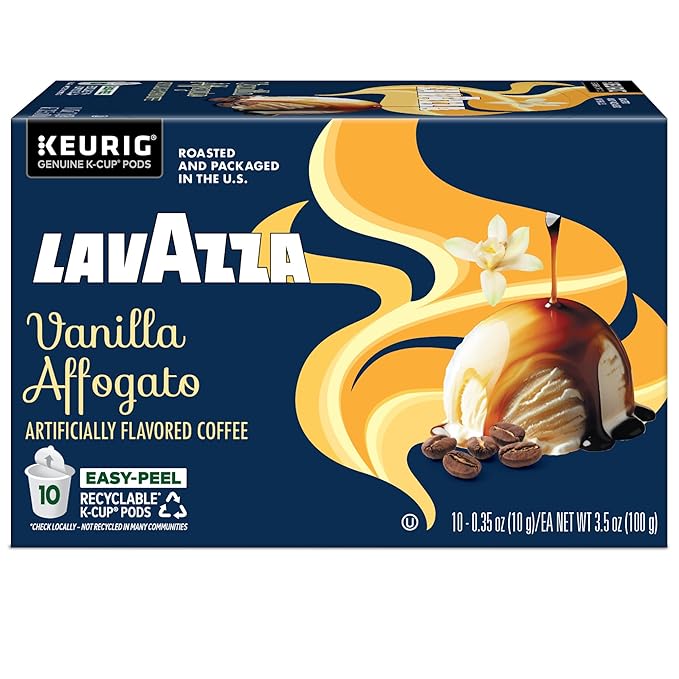 Lavazza Vanilla Affogato Coffee, Single Serve Keurig K-Cup Pods, Flavored Coffee, 60-Count Box (6