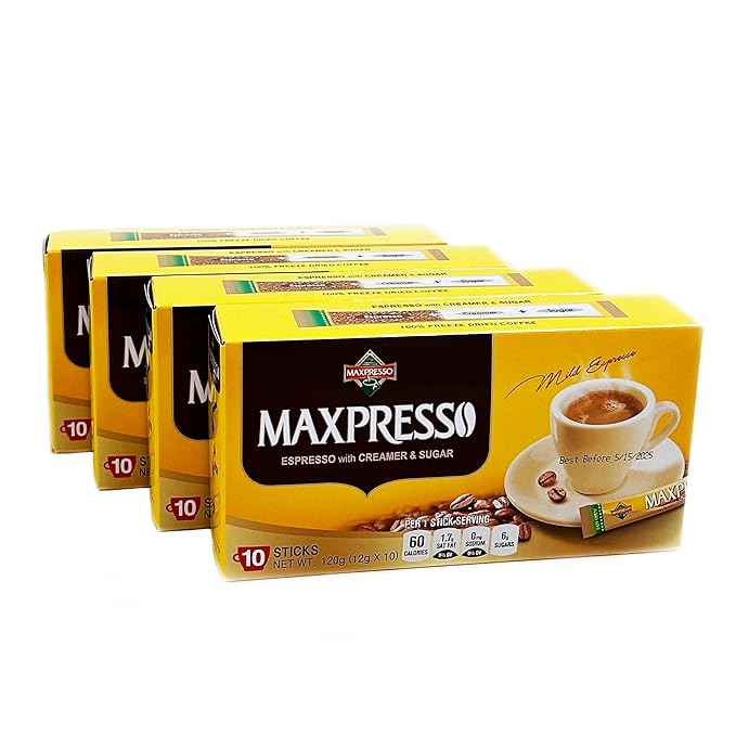 Maxpresso 3 in 1 Korean Instant Coffee Mix - Single Serve Sticks 40 Packets with Creamer and Sugar