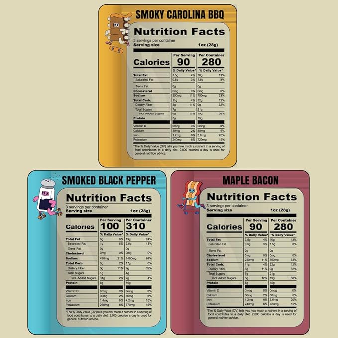 Louisville Vegan Jerky Co. Best Sellers 1 Variety Bundle Vegan Jerky 3 oz. 3 pack (Smoky Carolina