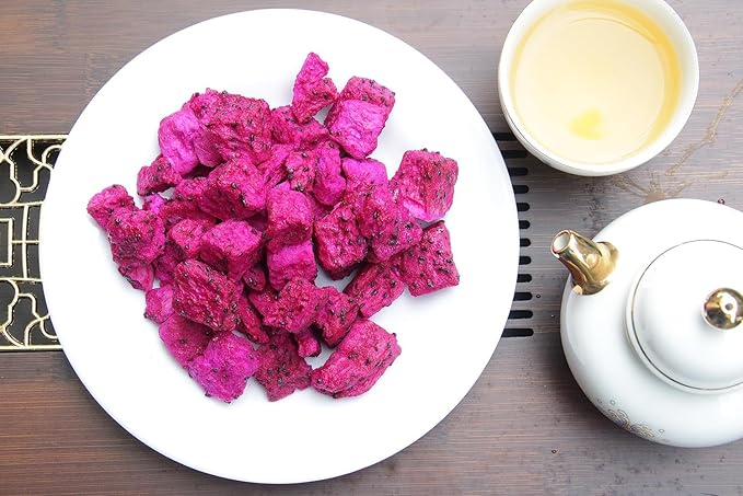 CHAVI Freeze-Dried Diced Dragon Fruit Snack - 2 Oz - Healthy 1 Ingredient Superfood - No Added