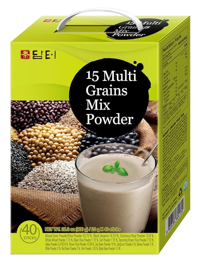DAMTUH 15 Grains Mixed Powder and Black Grains Mixed Powder Misugaru Meal Replacement Shake Bundle