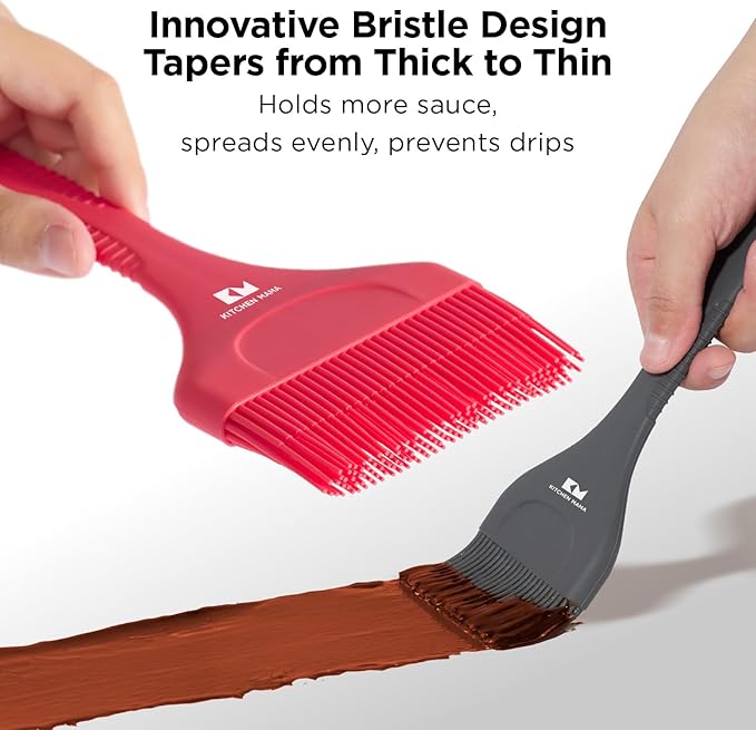Kitchen Mama Platinum Silicone Extra Wide Pastry & Basting Brush Utensil Set ??Heat Resistant