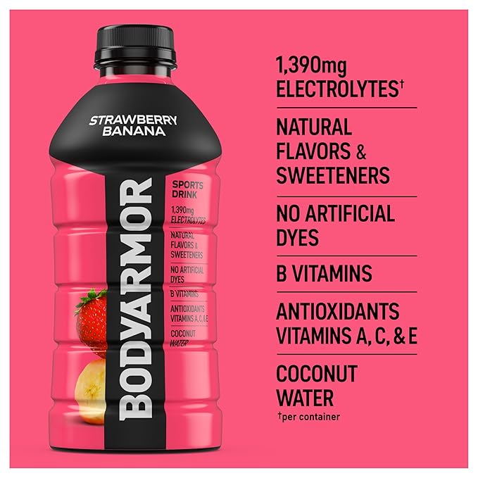 BODYARMOR Sports Drink Sports Beverage, Strawberry Banana, Coconut Water Hydration, Natural Flavors