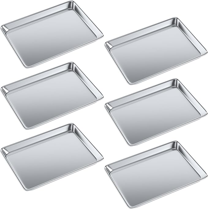 Pack of 6 | 13 in. x 18 in. Half Size Aluminum Bun. / Sheet Pan | Ideal for baking, roasting