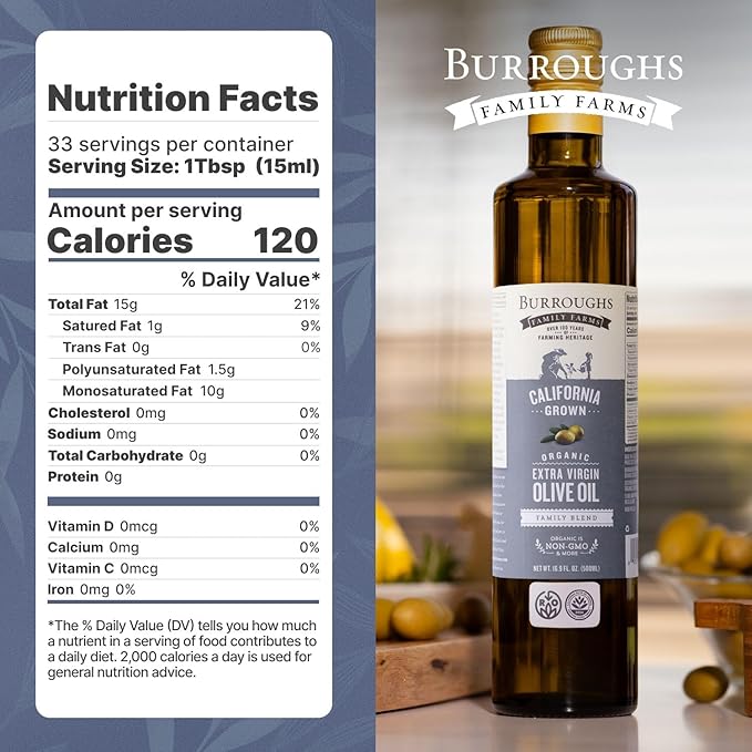 Burroughs Family Farms Premium Organic Extra Virgin Olive Oil ??Cold-Pressed California EVOO