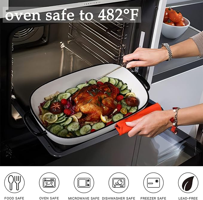 6 Quart Large Rectangular Baking Dish, 16x11 Inches Ceramic Baking Pan Casserole Dish for
