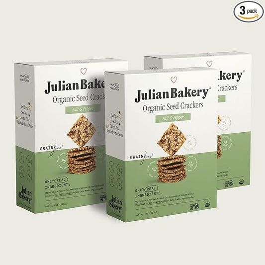 Julian Bakery® Organic Seed Crackers - Salt & Pepper 4oz | Gluten Free and Organic Certified |
