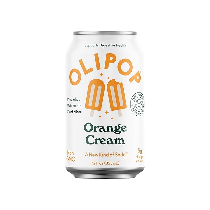 OLIPOP Prebiotic Soda Pop, Orange Cream, A New Kind of Soda Packed with Prebiotics, Fiber, and