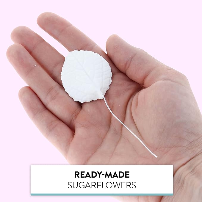 Global Sugar Art Hydrangea Leaves Sugar Cake Flowers Small White, 15 Count by Chef Alan Tetreault