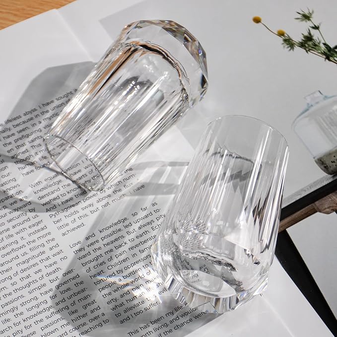 KAMMAK Crystal Whiskey Glasses Set of 2, Handcrafted Shot Glasses Stemless, 3.38oz Hand Blown White
