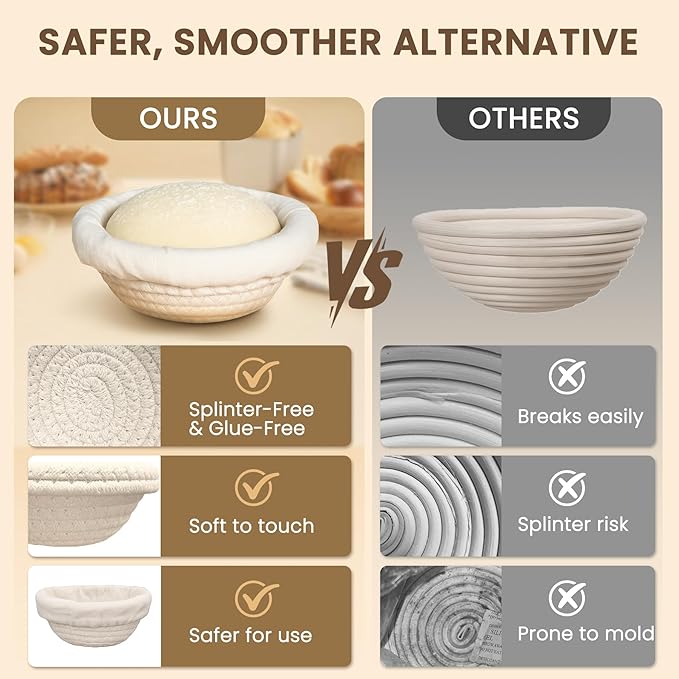 Mini Bread Dough Proofing Basket (5.5'', Set of 6), Natural Cotton Rope Mini Banneton Basket &