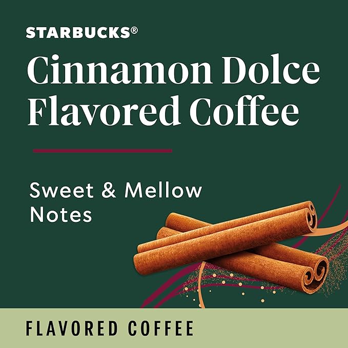 Starbucks K-Cup Coffee Pods, Cinnamon Dolce Flavored Coffee for Keurig Brewers, Naturally Flavored