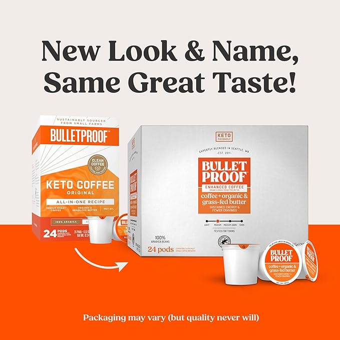 Bulletproof Coffee + Organic Grass-Fed Butter Single-Serve Pods, Keto Coffee, All-in-One Recipe
