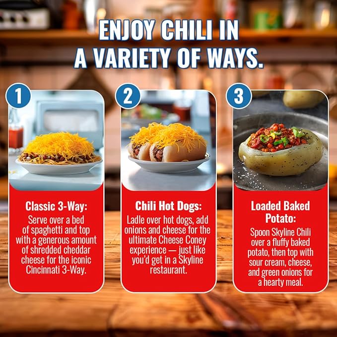 Skyline Chili Bundle - 8-Pack of 15oz Cans Original Chili, (1) 6oz Skyline Hot Sauce Bottle
