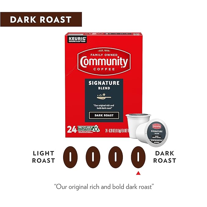Community Coffee Signature Blend 60 Count Coffee Pods, Dark Roast, Compatible with Keurig 2.0 K-Cup