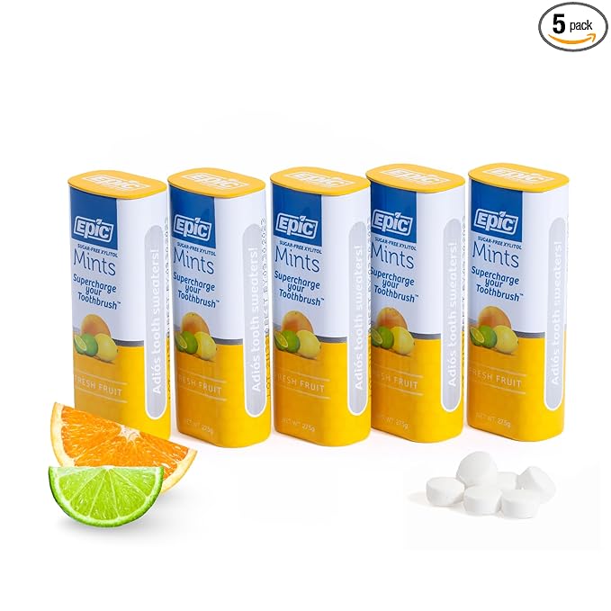 Epic 100% Xylitol Mints - Aspartame Free, Sugar Free - Fresh Fruit Flavored Mints, 55 Pieces (Pack