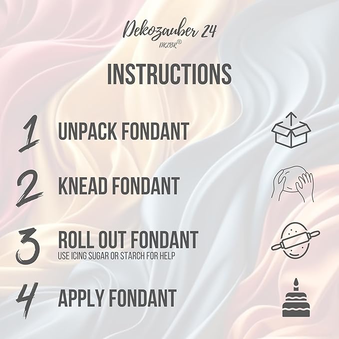 Dekozauber24 Fondant Icing Multipack, 5 Colors, 3.5oz (100g) rolling fondant per color, for