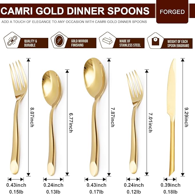 20-Piece Gold Silverware Set with Unique Handle, Stainless Steel Flatware Set, Cutlery Set Mirror