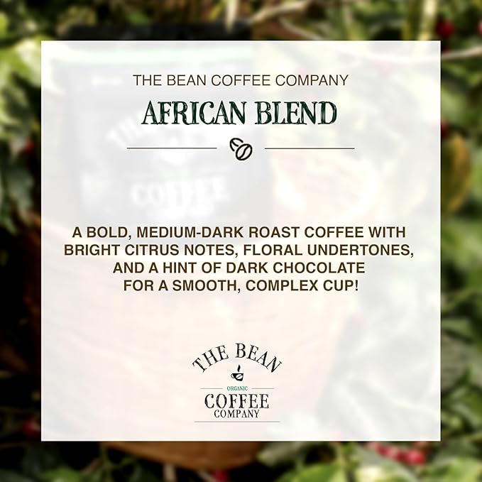 The Bean Organic Coffee Company African Blend, Medium Roast, Ground Coffee, 16-Ounce Bag, Café