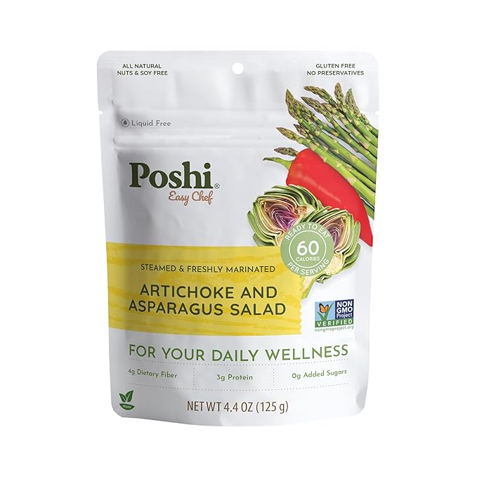 POSHI Artichoke & Asparagus Salad Natural, Keto, Vegan, Non GMO, Low Carb + Calorie, Gluten Free