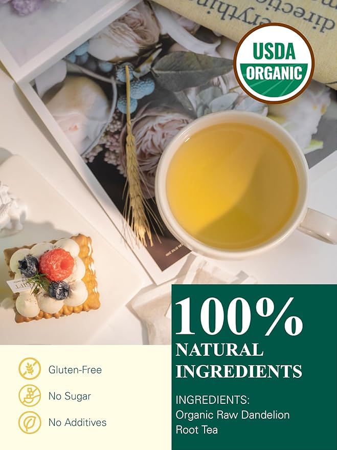 GLDNT Organic Dandelion Root Tea Bags, Premium Organic Raw Dandelion Root Tea, Smooth Taste