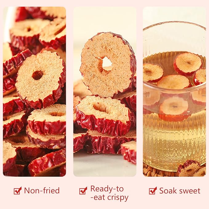 1.1lb Dried Dates Dried Jujube Slice,Dried Red Date Slices,Pitted Dates for Snacking and Baking