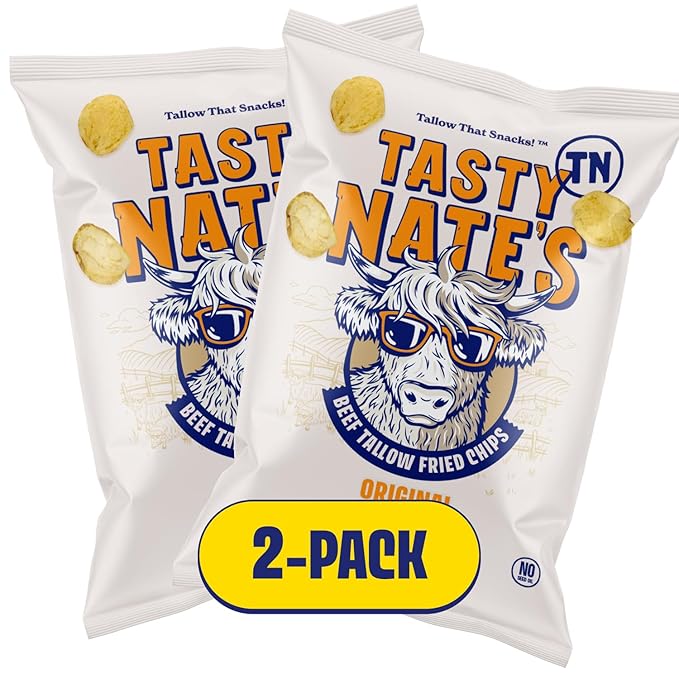 Tasty Nate???Beef Tallow Potato Chips - Original Sea Salt, Fried in 100% Beef Tallow - Seed Oil